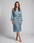 New Summer Thin Solid Color Stitching Lace Long Nightgown Robe – Luxury and Noble Home Clothes for Relaxation