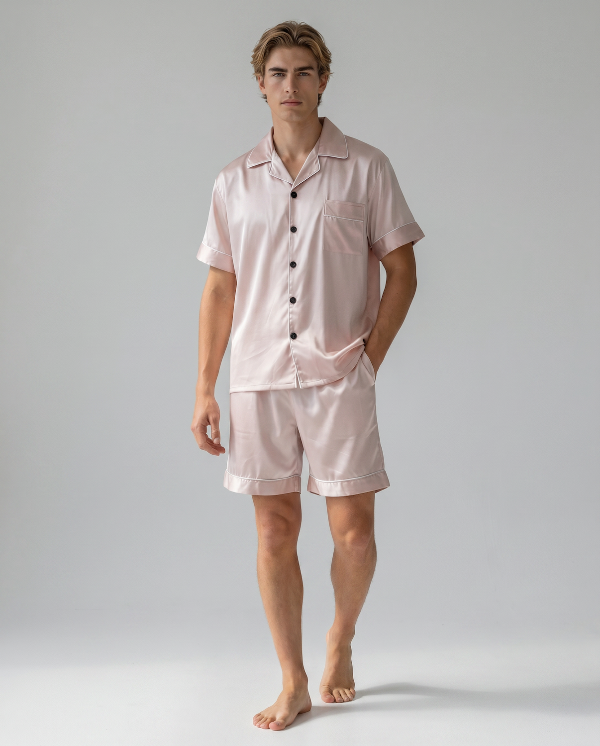 Men’s 100% Mulberry Silk Pajamas - Short-Sleeved Set
