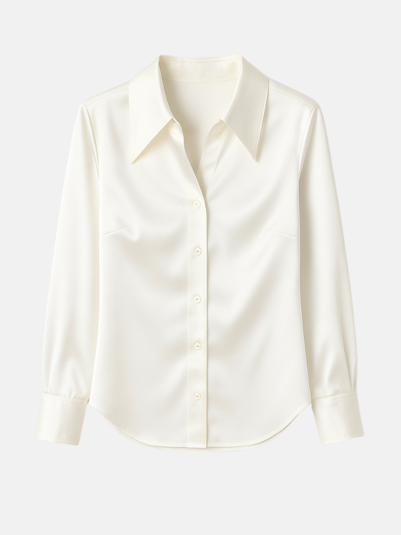 Satin Blouse for Women – Wrinkle-Free, Button-Up Long Sleeve Shirt for Casual to Semi-Formal Wear