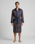 Men’s Silk-Like Robe – Luxurious Paisley Pattern Sleepwear