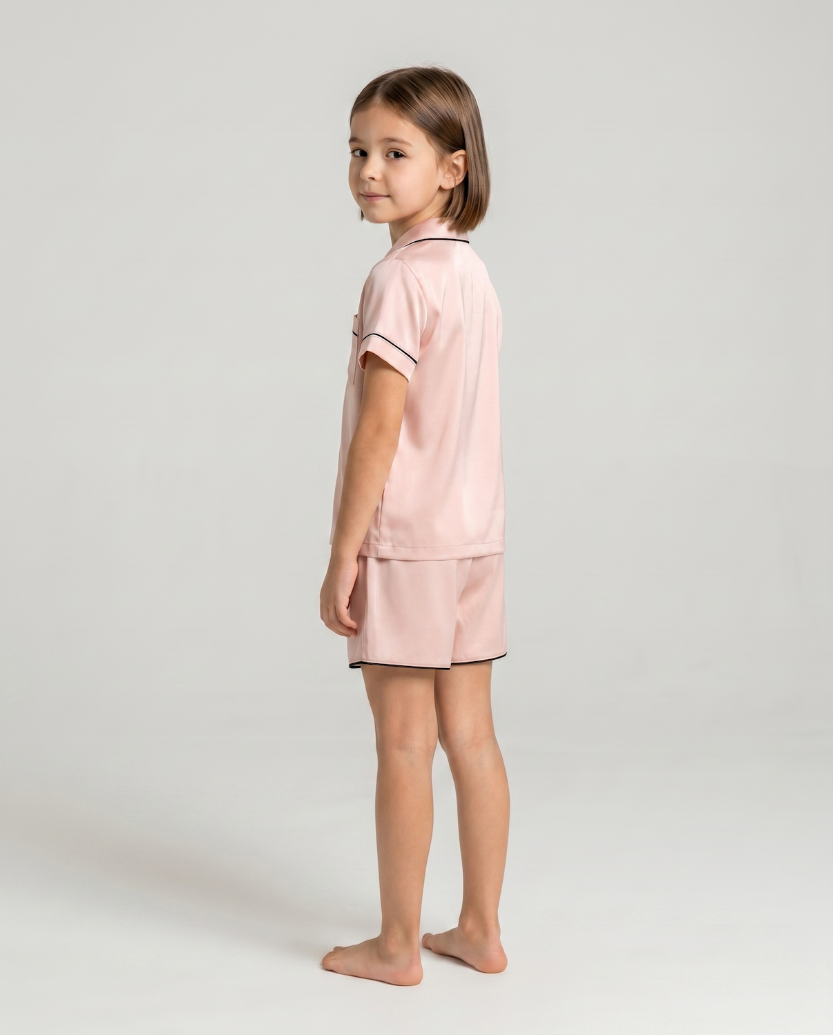 Children’s 100% Mulberry Silk Pajama Set – Short Sleeve Shirt &amp; Shorts Sleepwear