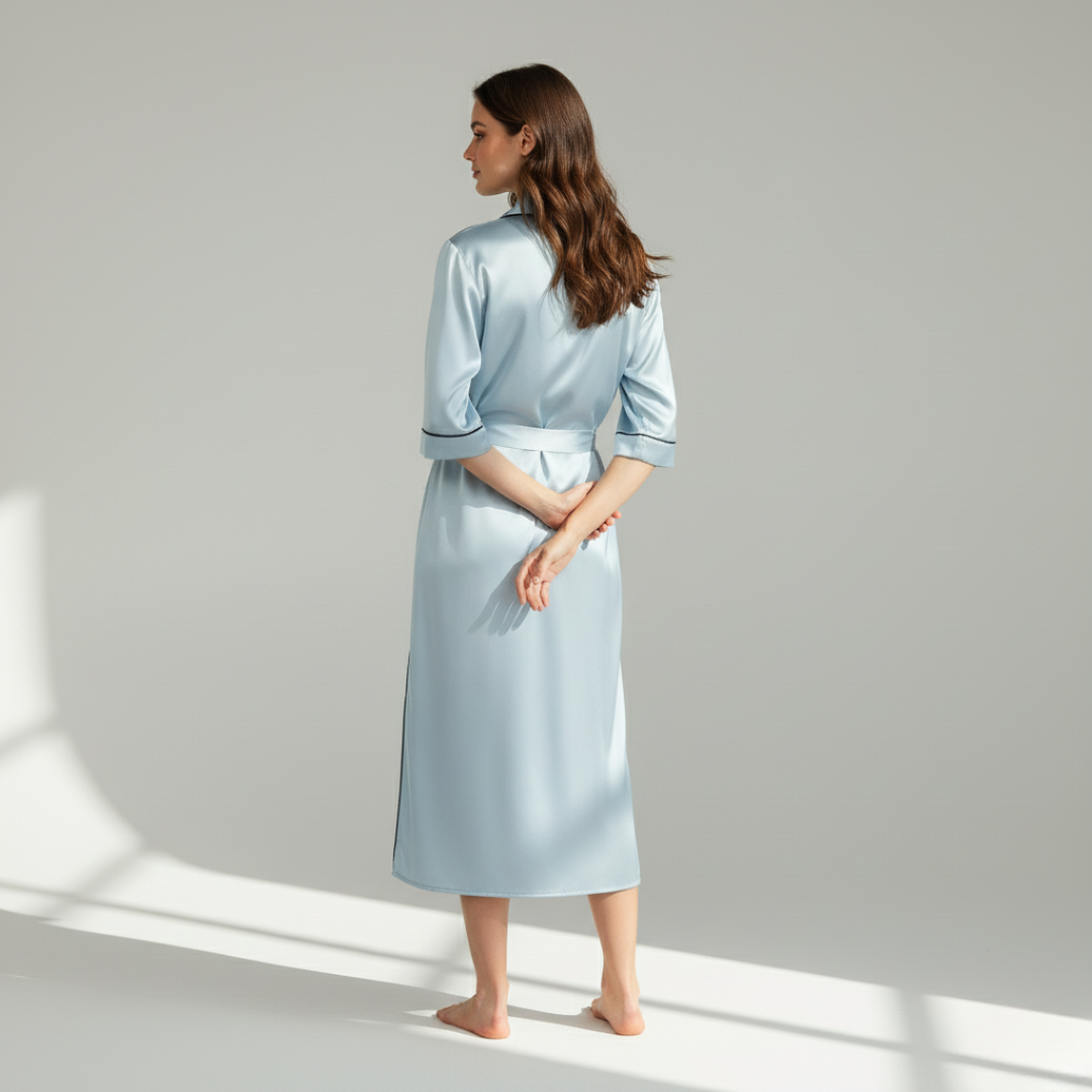 Retro Lace-Up Silk Pajama Skirt – Comfortable 100% Mulberry Silk Loungewear for Women