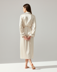 Silk Robe – Long Sleeve V-Neck Belted Silk Robe for Women