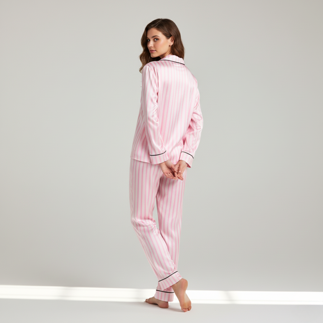Women's Satin Silk Pajama Set – Soft, Lightweight Sleepwear with Long Sleeve Top & Pants - Silken & Dreams