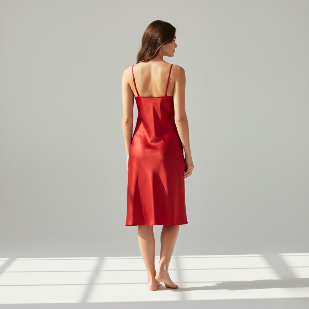 Elegant Mulberry Silk Lace Slip Dress – Lightweight Nightdress & Loungewear for Women