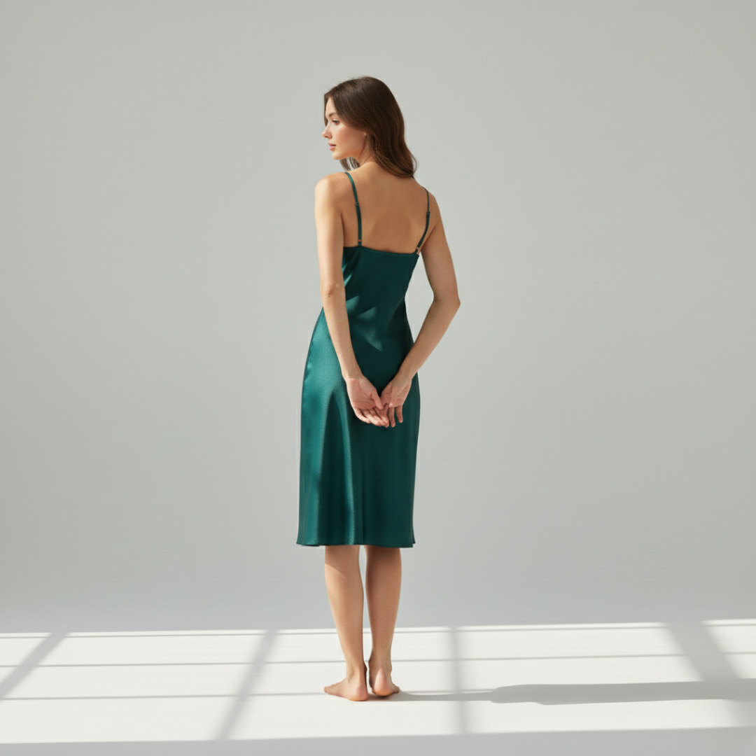 Elegant Mulberry Silk Lace Slip Dress – Lightweight Nightdress & Loungewear for Women