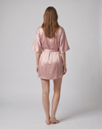 4pcs Elegant Silk Pajama Set for Women - Robe, Bralette, Shorts & Pants