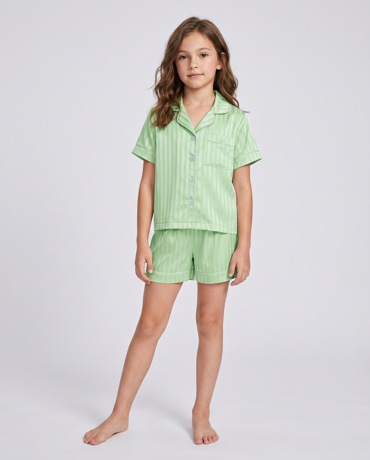 Girl Kids’ Satin Pajama Set – Short Sleeve Sleepwear with Silky Soft Comfort