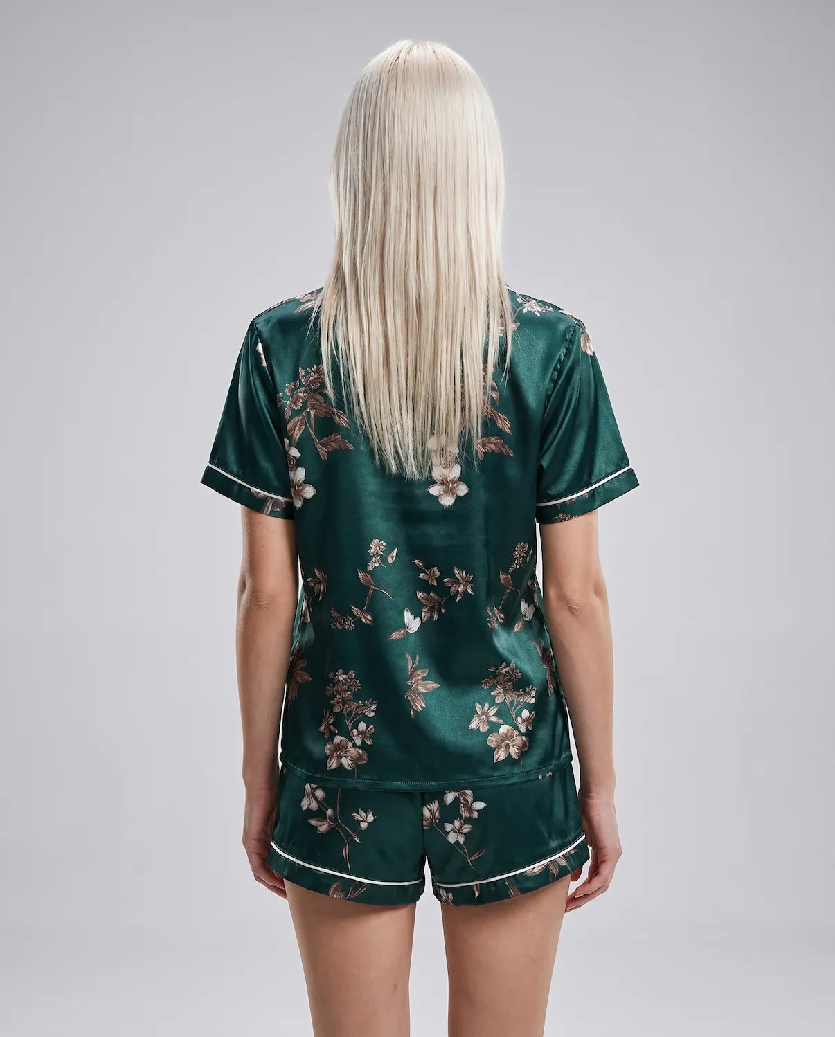 Elegant Butterfly Print 100% Silk Pajama Set – Luxury Women's Sleepwear