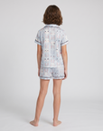 Kids’ Satin Pajama Set – Cute Bunny Print Short Sleeve Sleepwear