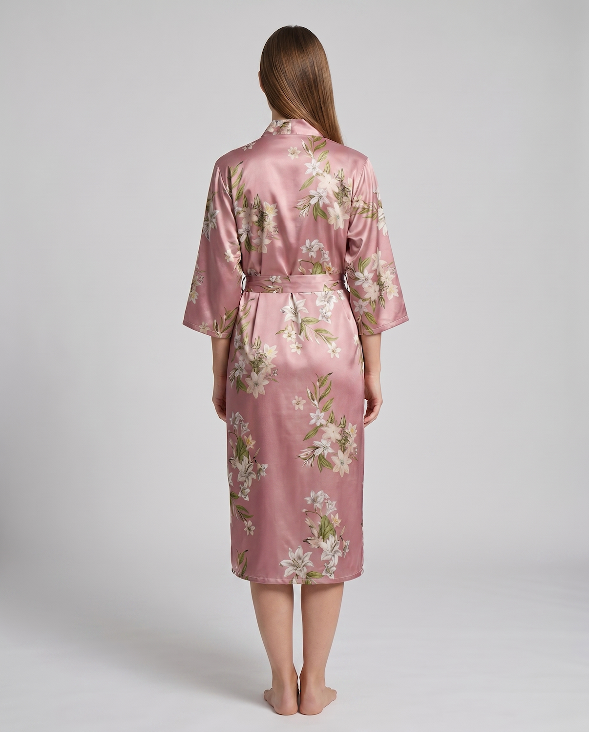 Women's Longline Belted Robe – Soft Three-Quarter Sleeve Loungewear &amp; Sleepwear