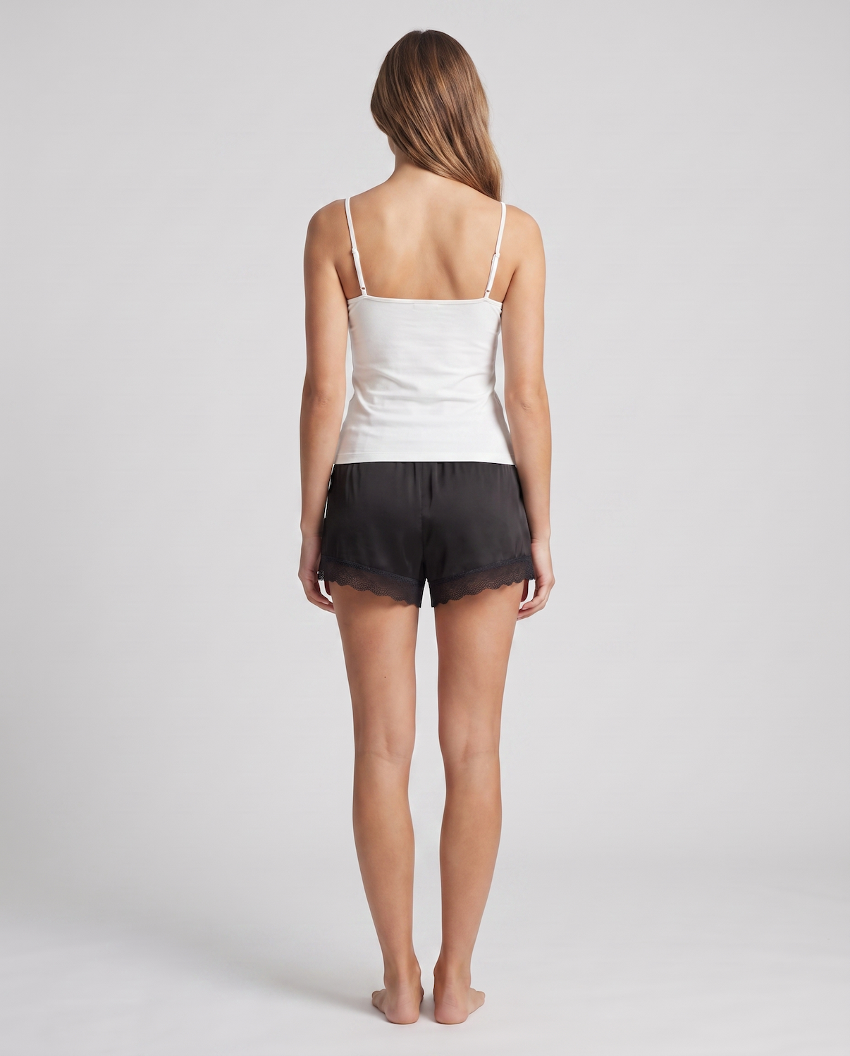 Women's 100% Mulberry Silk Lace Shorts – Relaxed Fit with Elastic Waist
