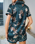 Elegant Butterfly Print Silk Pajama Set with Contrasting Trim – Luxury Women's Sleepwear