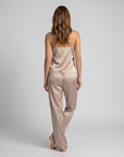 Luxury Women's Satin Pajama Set – V-Neck Cami Top and Long Pants for Sleep & Lounge