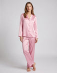 Soft Satin Pajamas Set for Women – 2-Piece Long Sleeve Sleepwear & Elegant Button Loungewear