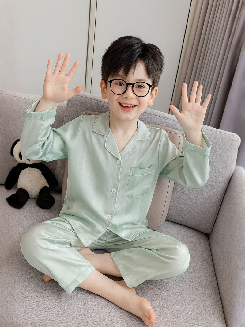 Boys Satin Sleepwear Set – Soft, Breathable Pajamas for Cozy Nights at Home