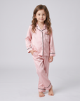Girls’ Ice Silk Pajama Set – Lightweight, Long Sleeve & Stylish Homewear