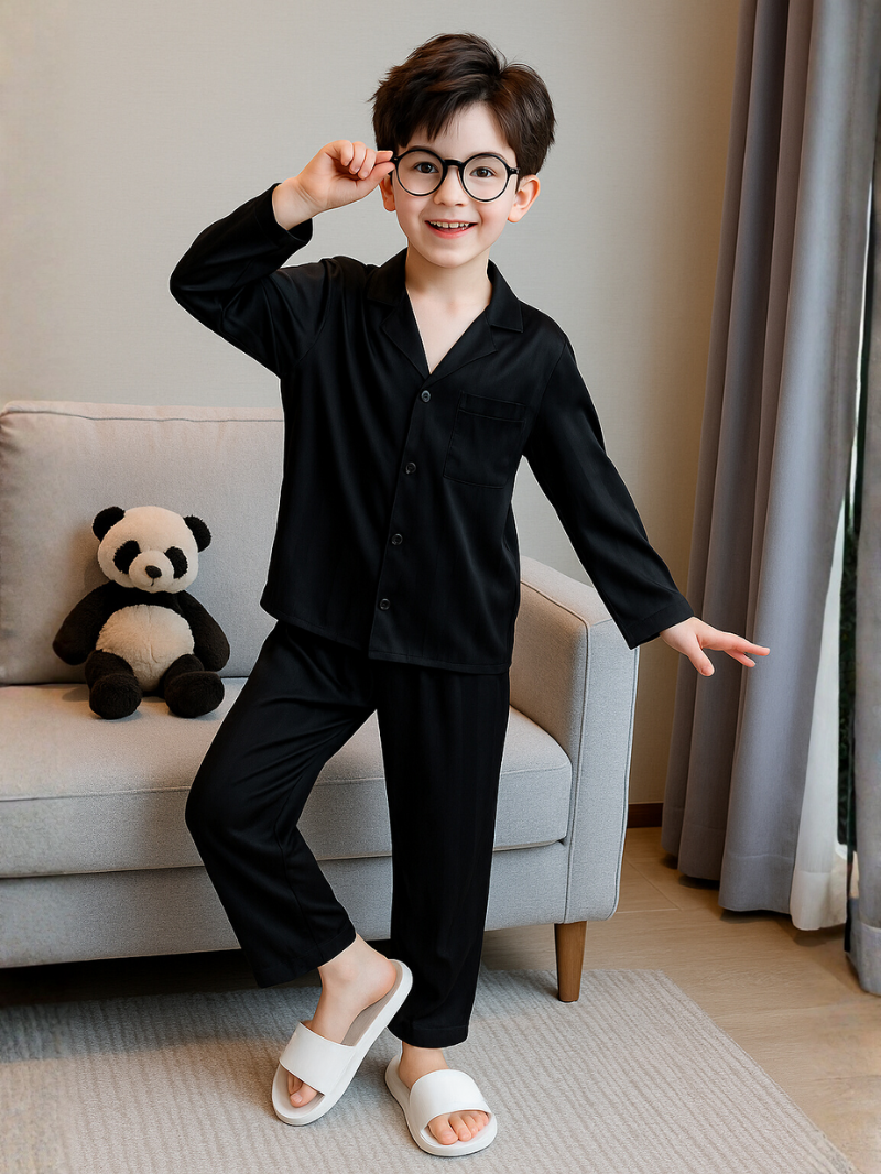 Boys Satin Sleepwear Set – Soft, Breathable Pajamas for Cozy Nights at Home