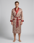 Men’s Silk-Like Robe – Luxurious Paisley Pattern Sleepwear