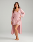 Luxury Silk Nightgown and Robe Set – Soft, Elegant 2-Piece Sleepwear for Women