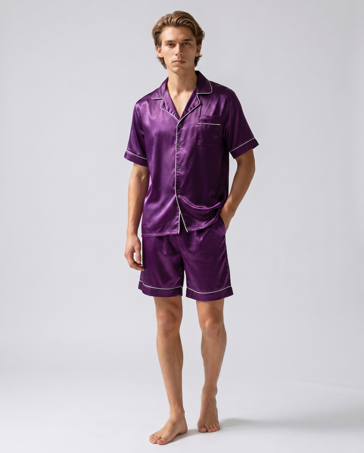 Men’s 100% Mulberry Silk Pajamas - Short-Sleeved Set