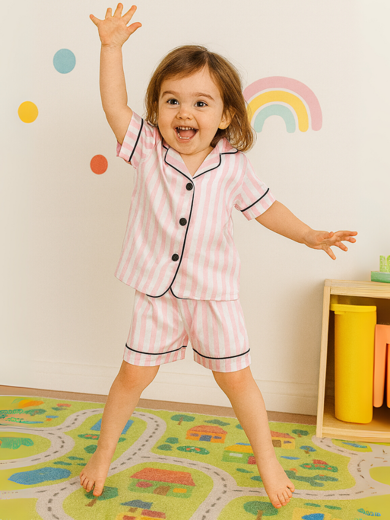 Kids Summer Pajama Set – Short Sleeve Top & Comfy Shorts Sleepwear for Boys and Girls