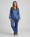 Soft Satin Pajamas Set for Women – 2-Piece Long Sleeve Sleepwear & Elegant Button Loungewear