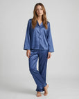 Soft Satin Pajamas Set for Women – 2-Piece Long Sleeve Sleepwear & Elegant Button Loungewear
