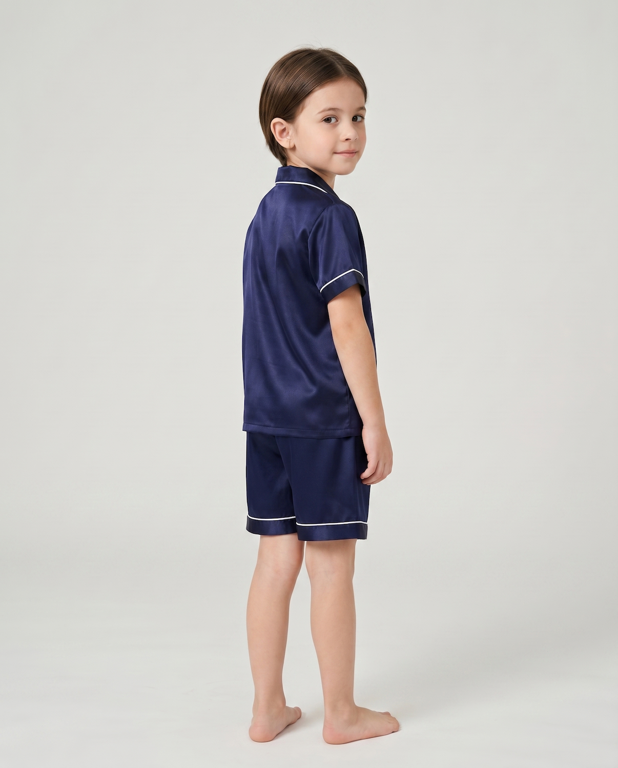 Children’s 100% Mulberry Silk Pajama Set – Short Sleeve Shirt &amp; Shorts Sleepwear