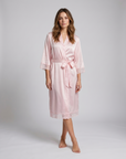 New Summer Thin Solid Color Stitching Lace Long Nightgown Robe – Luxury and Noble Home Clothes for Relaxation