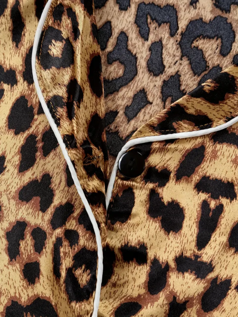 Kids Leopard Print Pajama Set – Girls Long Sleeve Sleepwear, Flame Resistant Nightwear