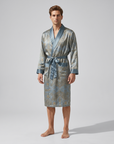 Men’s Silk-Like Robe – Luxurious Paisley Pattern Sleepwear