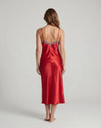 Arabella Faux Silk Maxi Nightgown – Elegant Lace Trim Sleepwear for Women