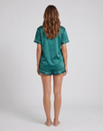 Ice Silk Satin Pajamas for Couples – Short-Sleeved Sleepwear for Women