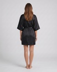 4pcs Elegant Silk Pajama Set for Women - Robe, Bralette, Shorts & Pants
