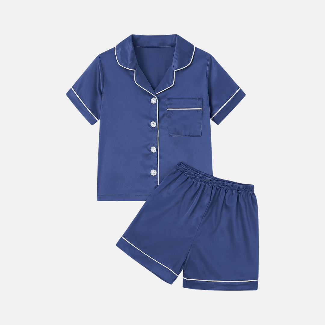 Kids’ Satin Pajama Set – Short Sleeve Summer Sleepwear with Silky Soft Comfort