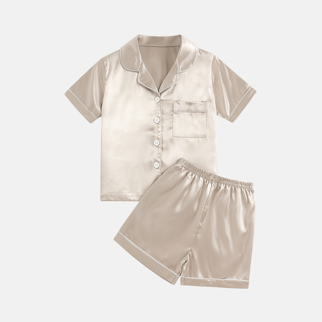 Kids’ Satin Pajama Set – Short Sleeve Summer Sleepwear with Silky Soft Comfort