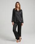Soft Satin Pajamas Set for Women – 2-Piece Long Sleeve Sleepwear & Elegant Button Loungewear