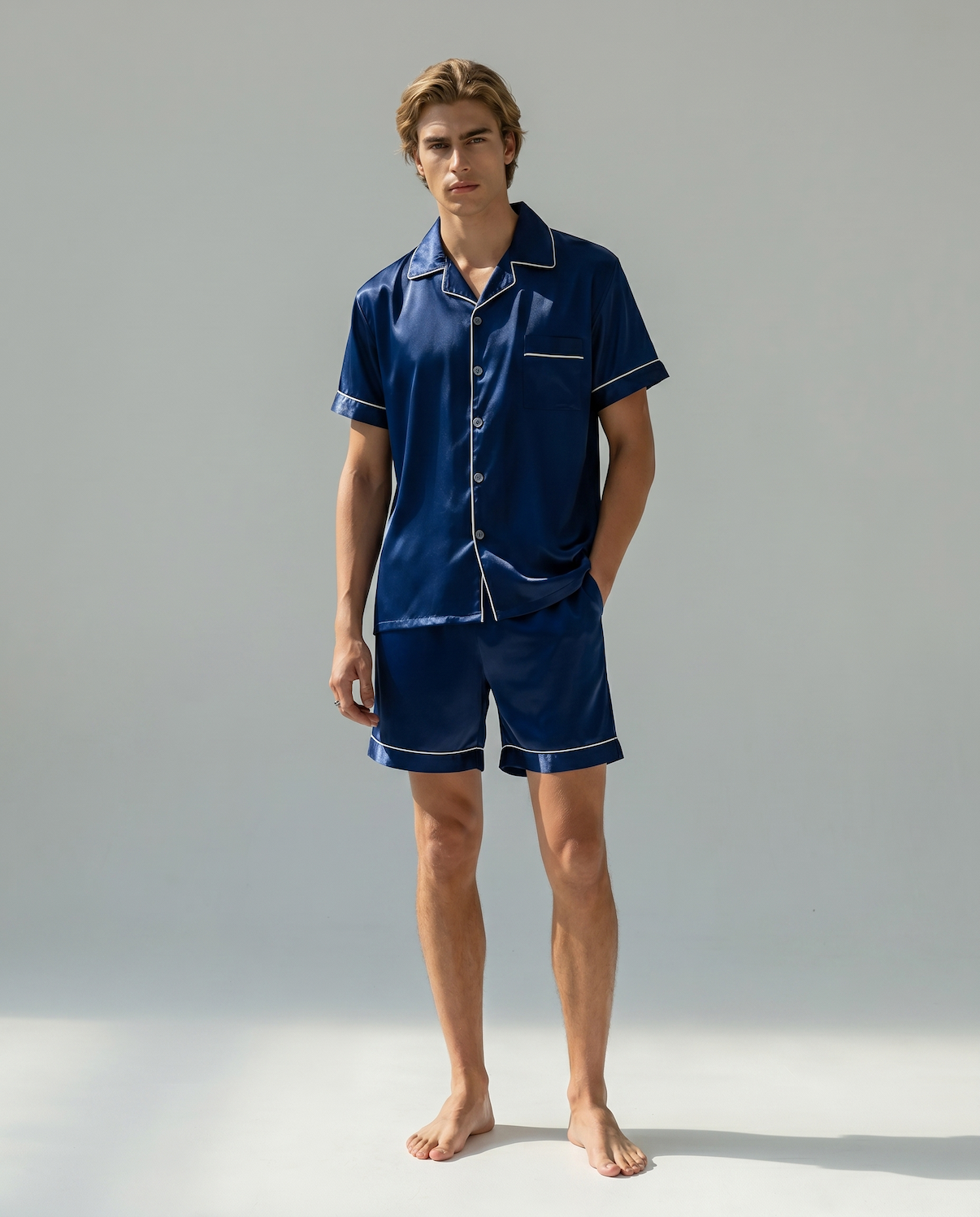 Men’s 100% Mulberry Silk Pajamas - Short-Sleeved Set