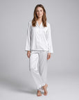 Soft Satin Pajamas Set for Women – 2-Piece Long Sleeve Sleepwear & Elegant Button Loungewear