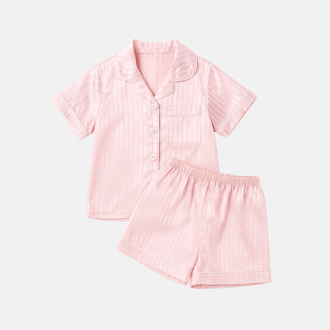 Girl Kids’ Satin Pajama Set – Short Sleeve Sleepwear with Silky Soft Comfort