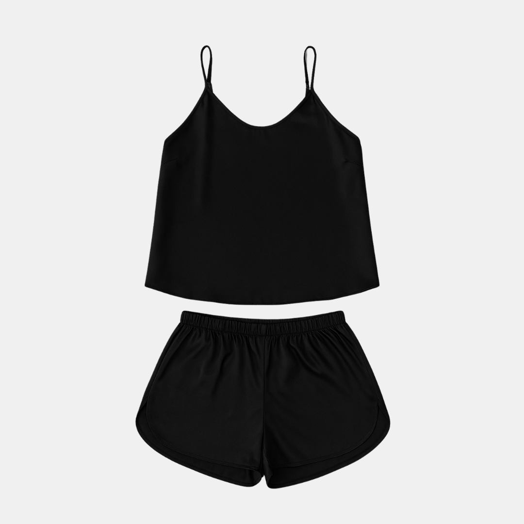 Women's Silk Chiffon Pajamas – Sexy Sleeveless Two-Piece Set with Shorts for Summer Home Wear