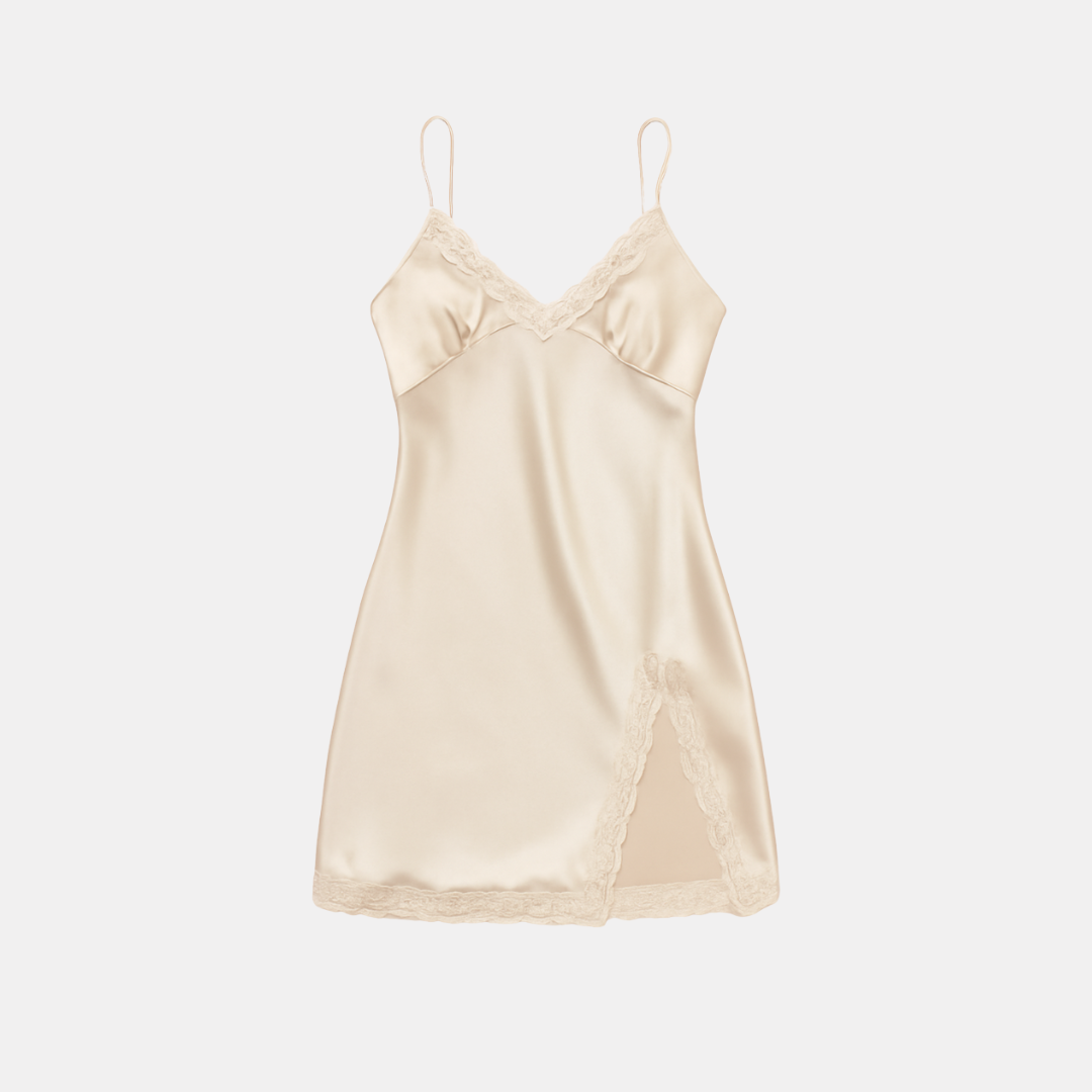 Olivia Lace Trim Silk Nightgown – Elegant Lightweight Sleepwear for Women - Silken & Dreams