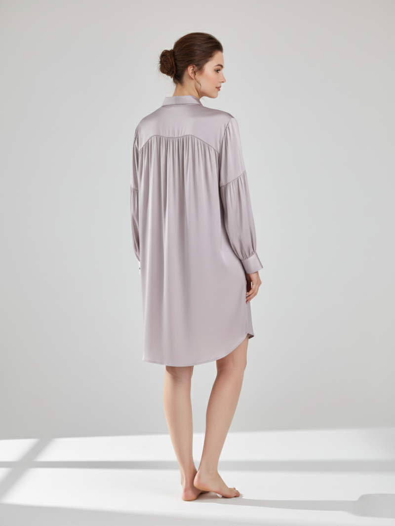 Luxury 100% Mulberry Silk Sleepwear – Satin Nightgown