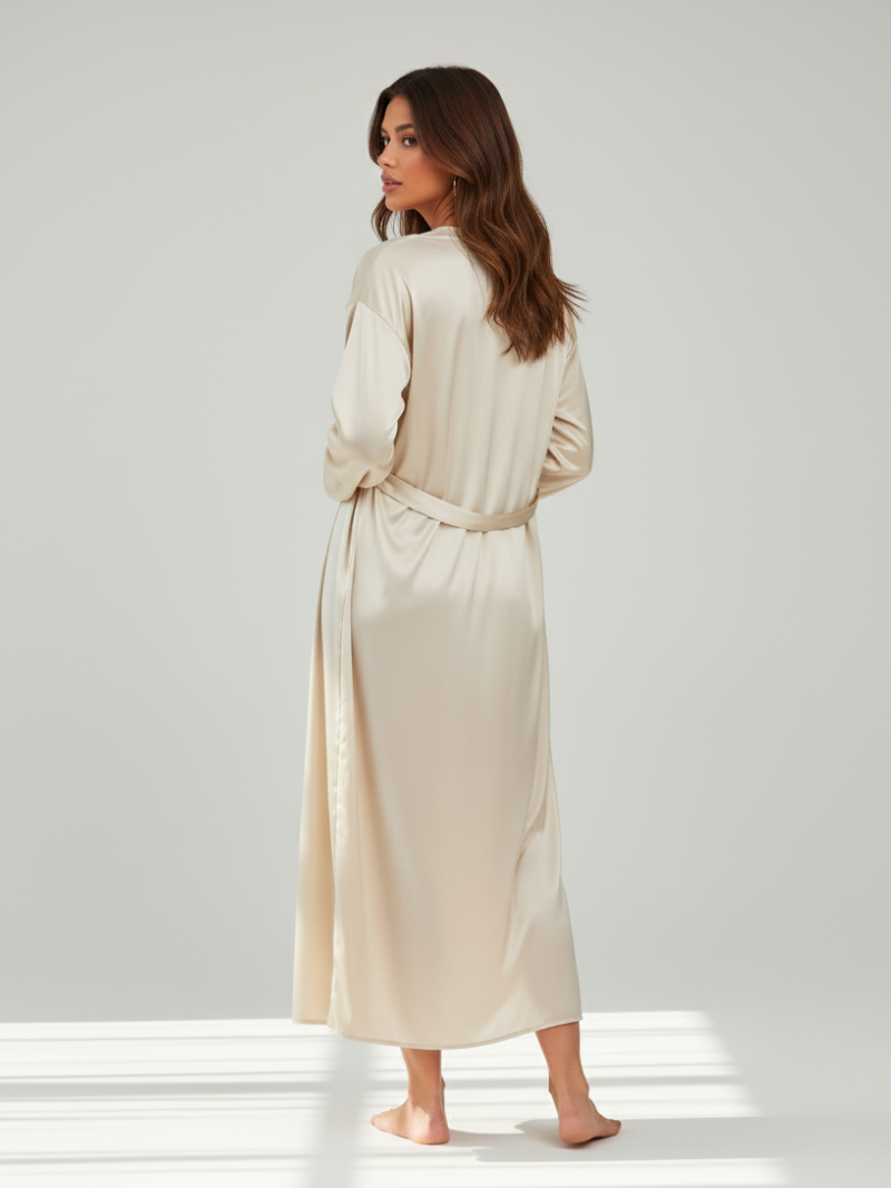 Luxury Mulberry Silk Nightgown and Robe Set – Soft, Elegant 2-Piece Sleepwear for Women