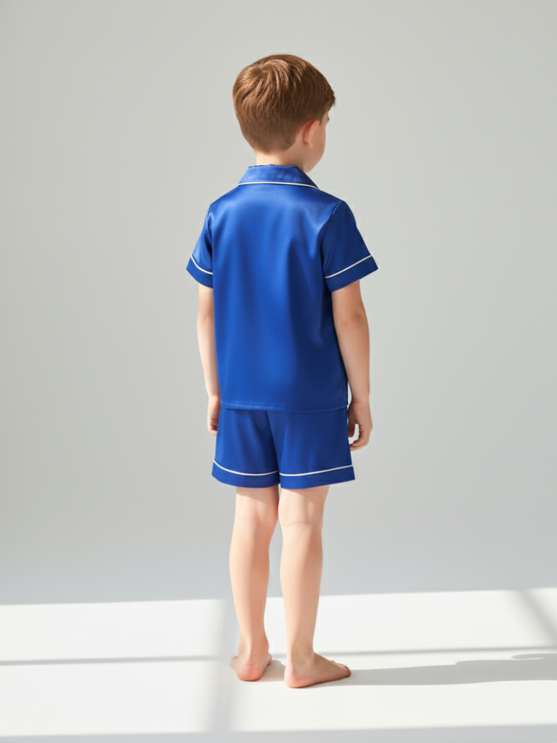 Children’s 100% Mulberry Silk Short Sleeve Pajama Set – Silk Sleepwear for Kids