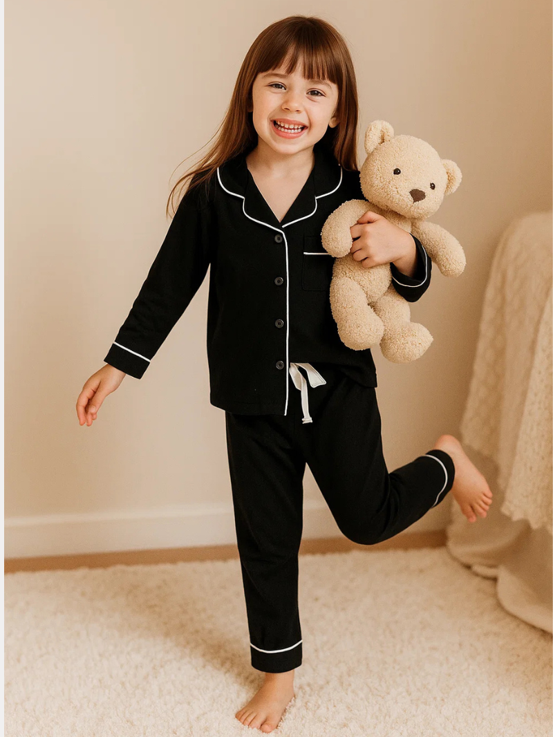 Kids’ Satin Pajama Set – Long Sleeve Sleepwear with Silky Soft Comfort