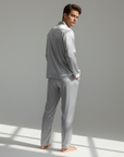Men’s Silk-Look Pajama Set – Lightweight Long Sleeve Lounge & Sleepwear for Home Comfort