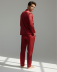 Men’s Silk-Look Pajama Set – Lightweight Long Sleeve Lounge & Sleepwear for Home Comfort