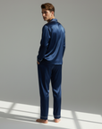 Men’s Silk-Look Pajama Set – Lightweight Long Sleeve Lounge & Sleepwear for Home Comfort